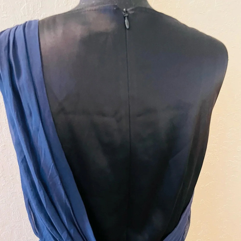 St. John Blue Asymmetrical V-Neck Sundress - Picture 5 of 9